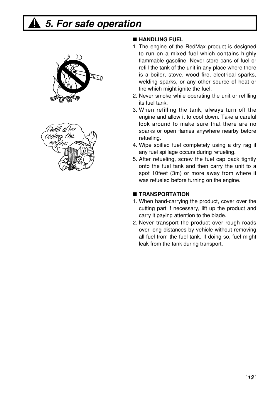 For safe operation | RedMax HTZ2400 User Manual | Page 13 / 36