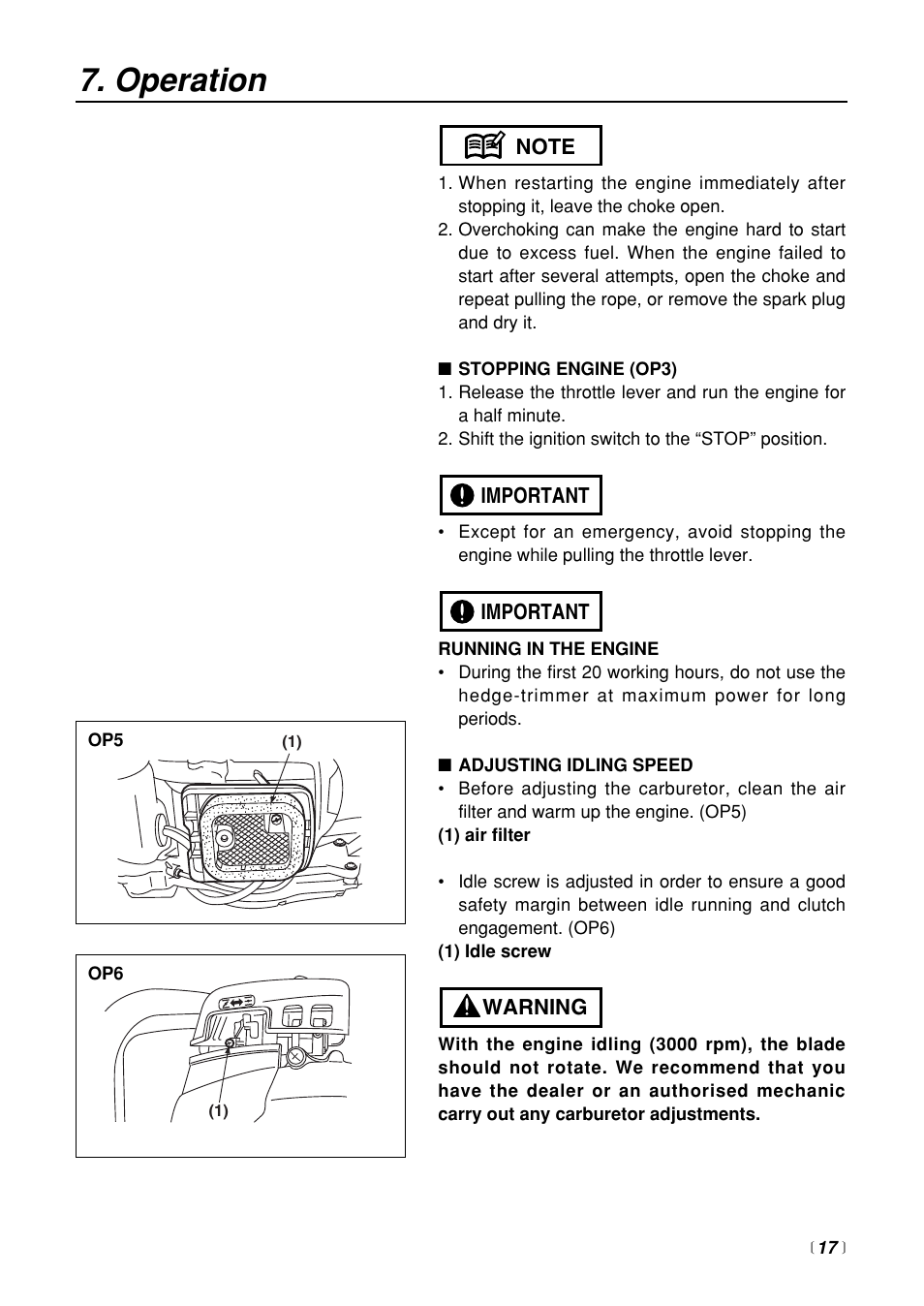 Operation | RedMax HTZ2400 User Manual | Page 17 / 36