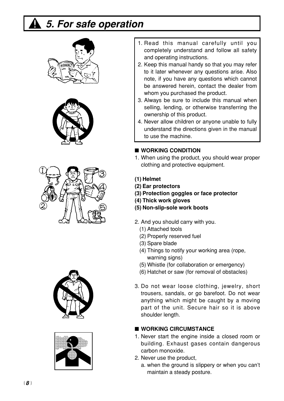 For safe operation | RedMax HTZ2400 User Manual | Page 8 / 36