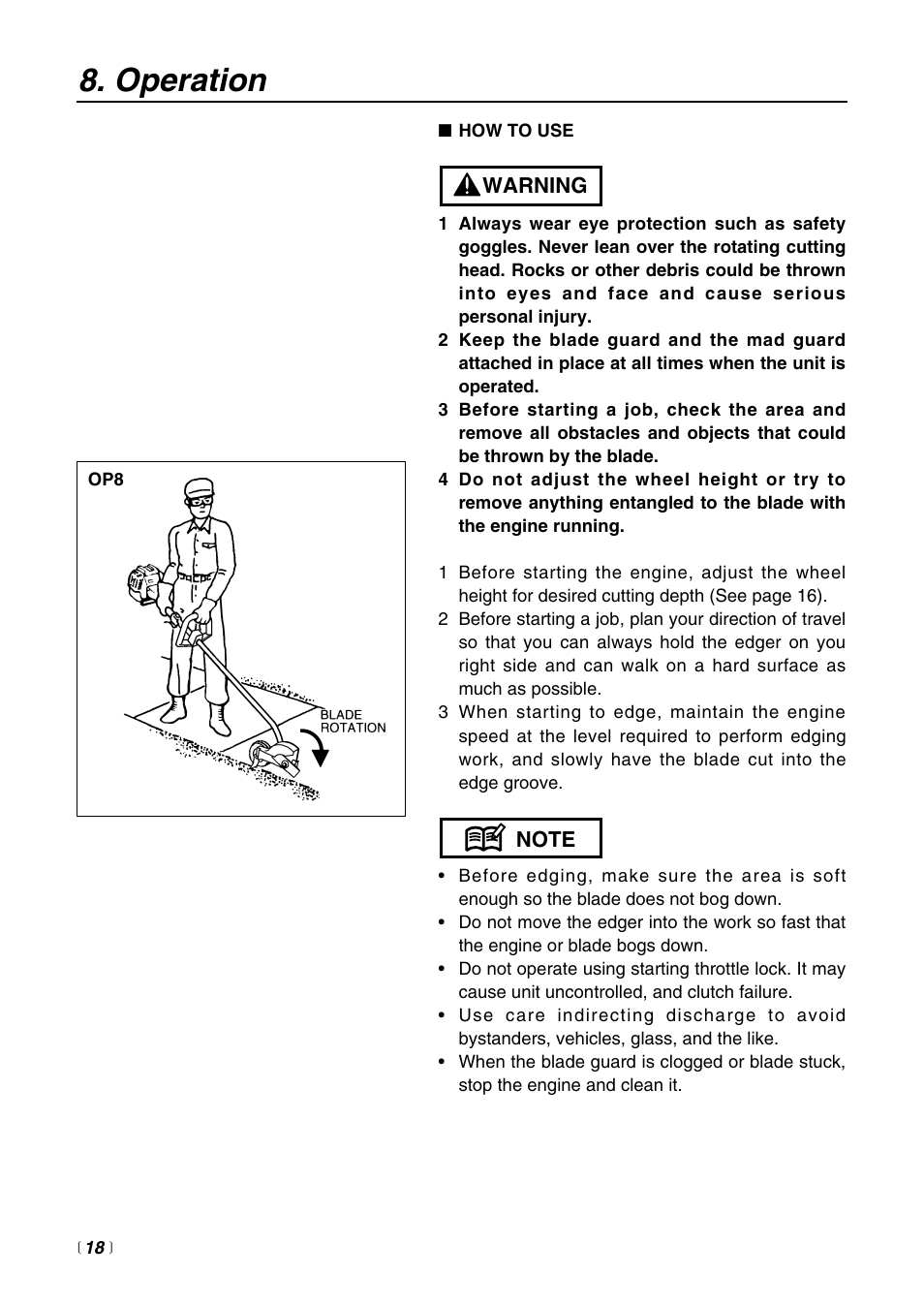 Operation | RedMax HE225F User Manual | Page 18 / 36