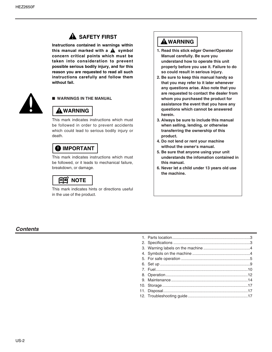 RedMax HEZ2650F User Manual | Page 2 / 18