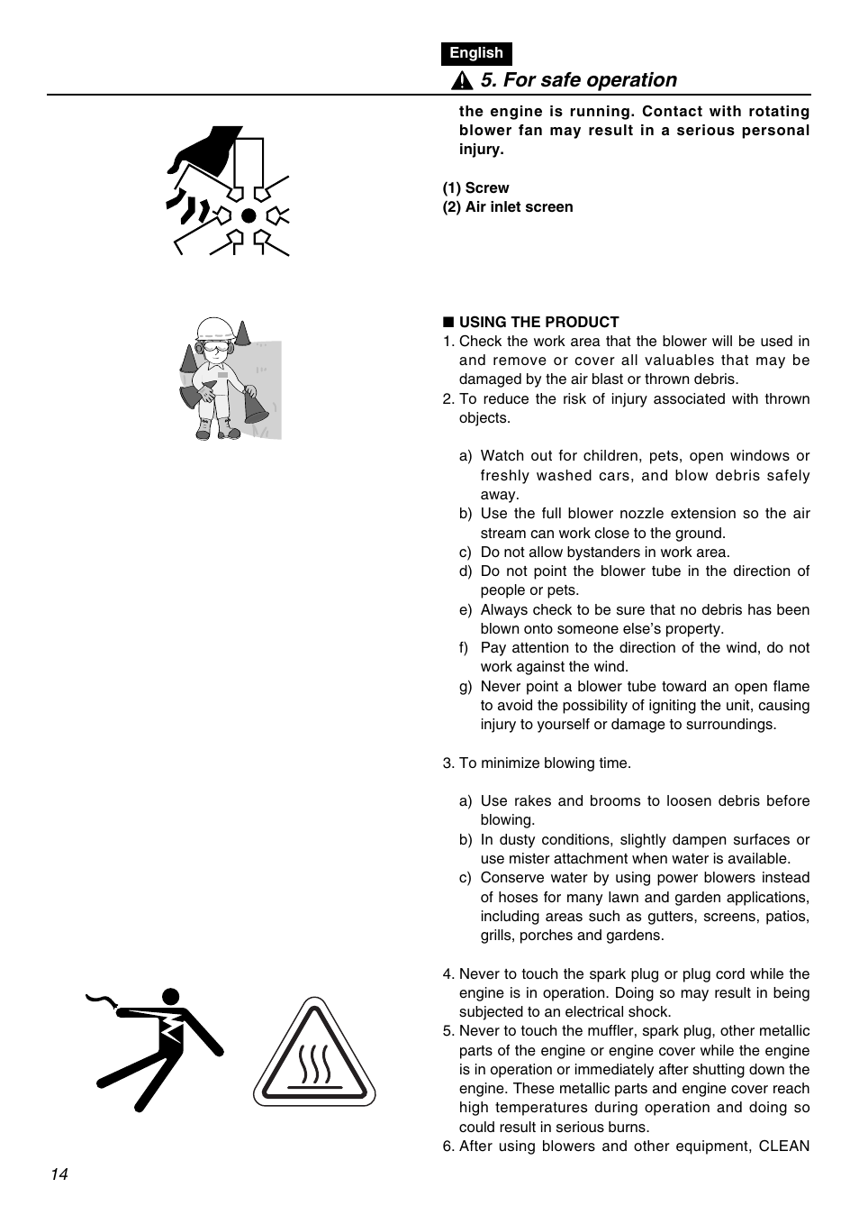 For safe operation | RedMax HBZ2601-CA User Manual | Page 14 / 52