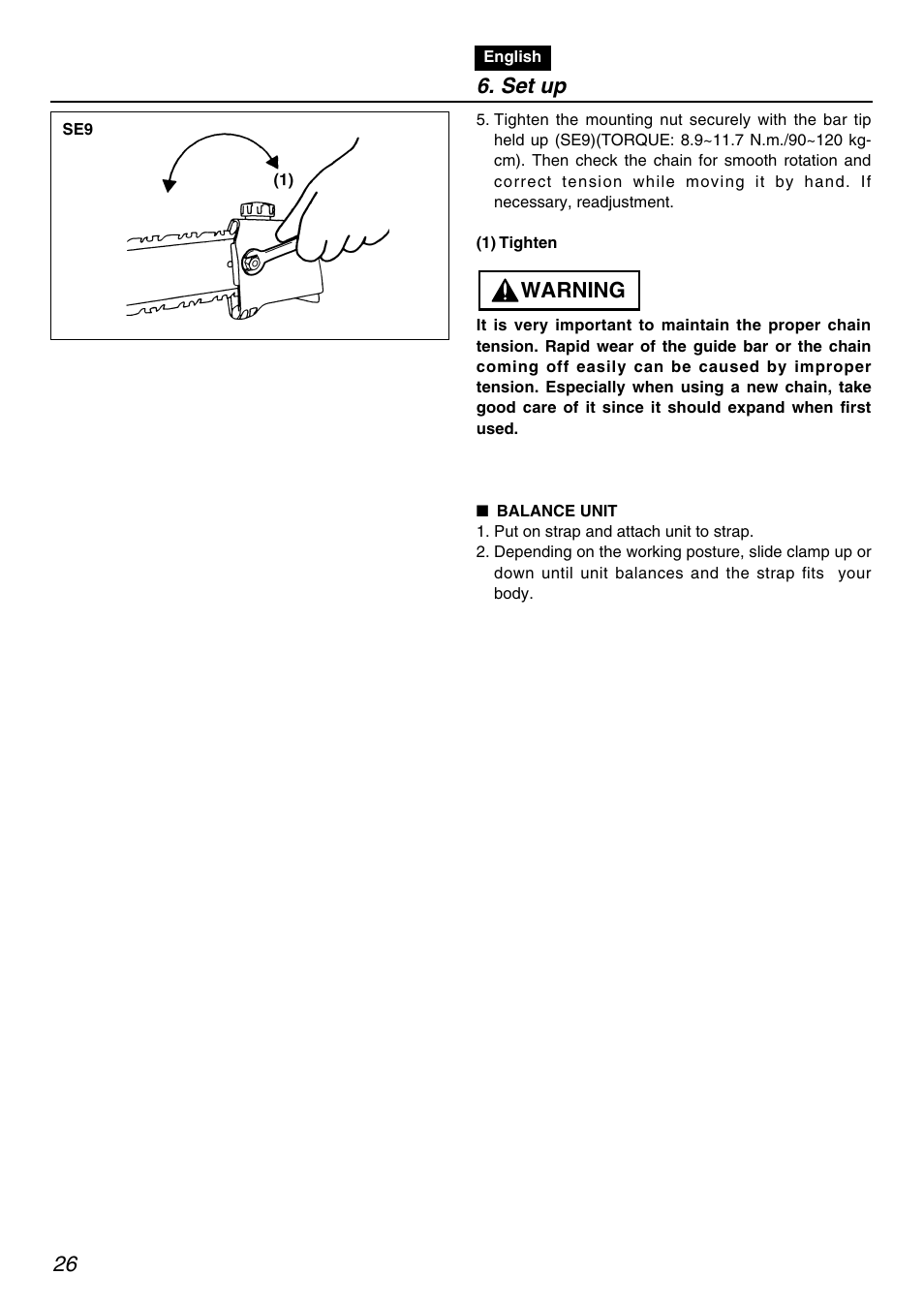 Warning, Set up | RedMax PSZ2401-CA User Manual | Page 26 / 68