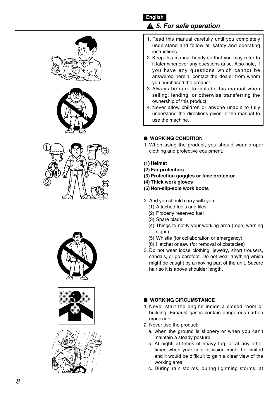 For safe operation | RedMax PSZ2401-CA User Manual | Page 8 / 68