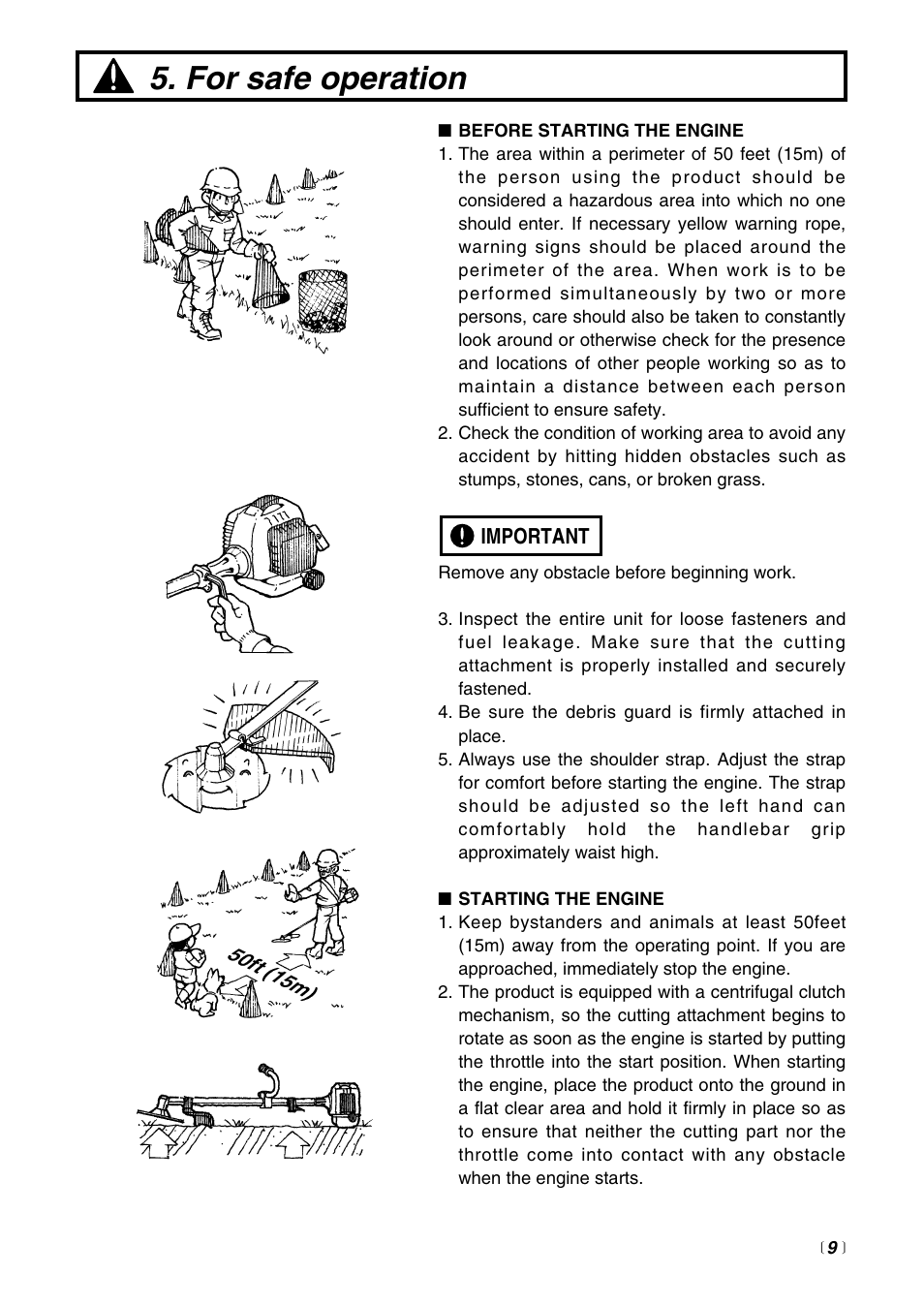 For safe operation | RedMax BCZ2600SW User Manual | Page 9 / 44