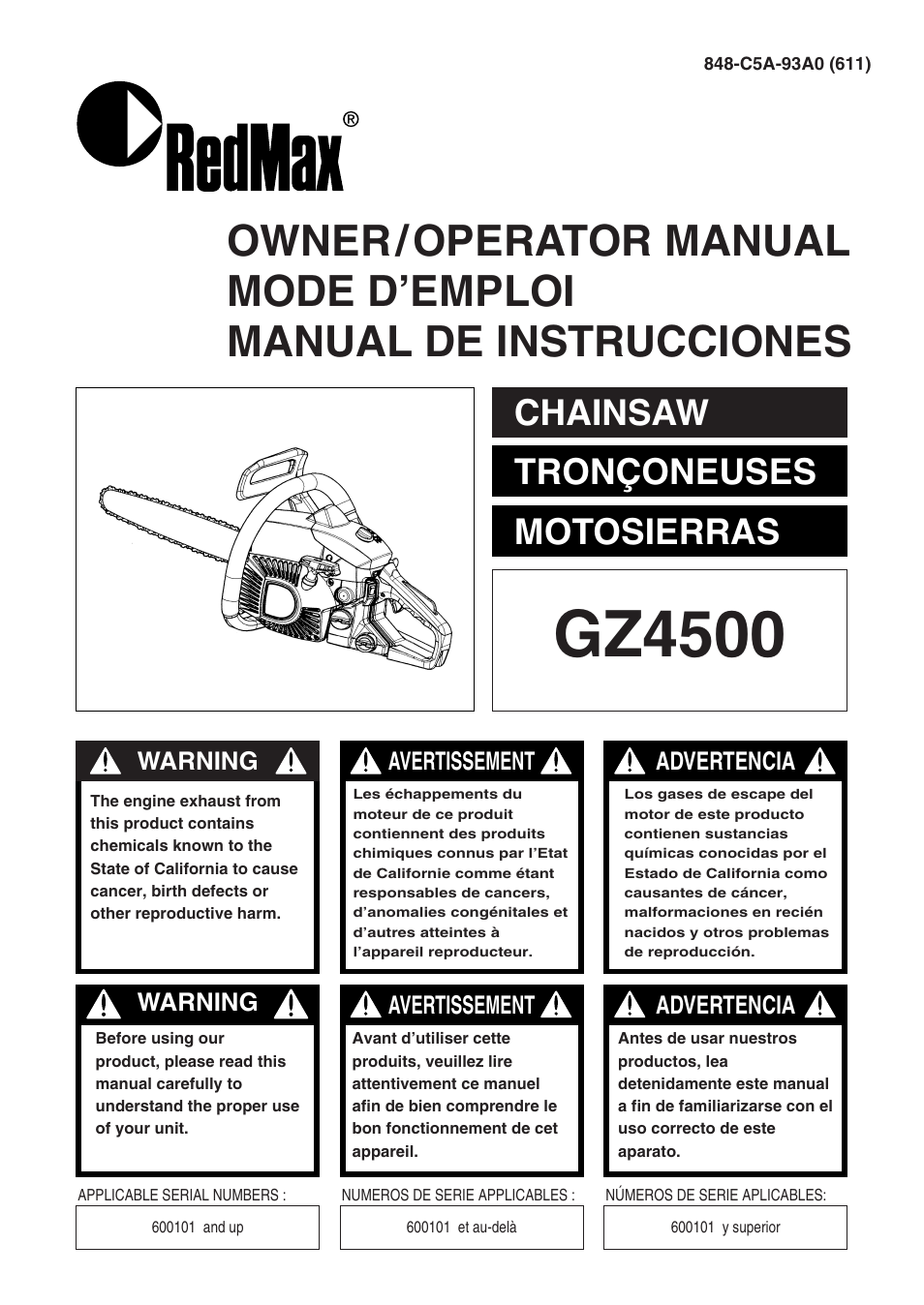 RedMax GZ4500 User Manual | 72 pages