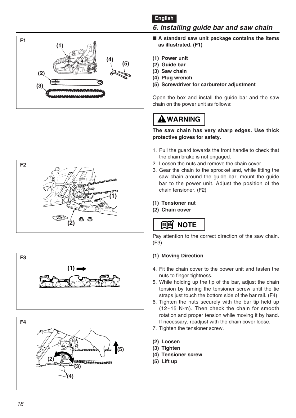 Installing guide bar and saw chain | RedMax GZ4500 User Manual | Page 18 / 72