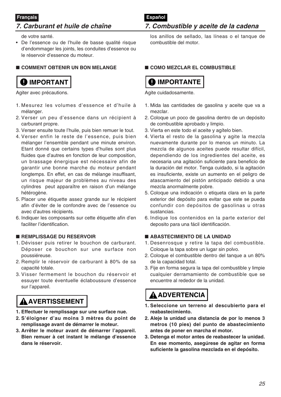 Avertissement important | RedMax GZ4500 User Manual | Page 25 / 72