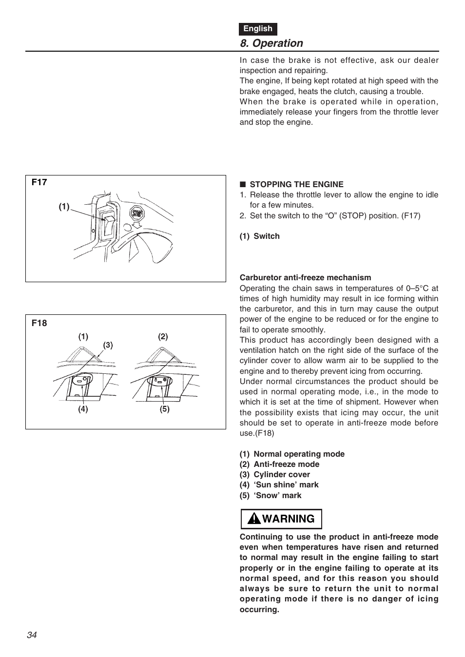 Warning, Operation | RedMax GZ4500 User Manual | Page 34 / 72