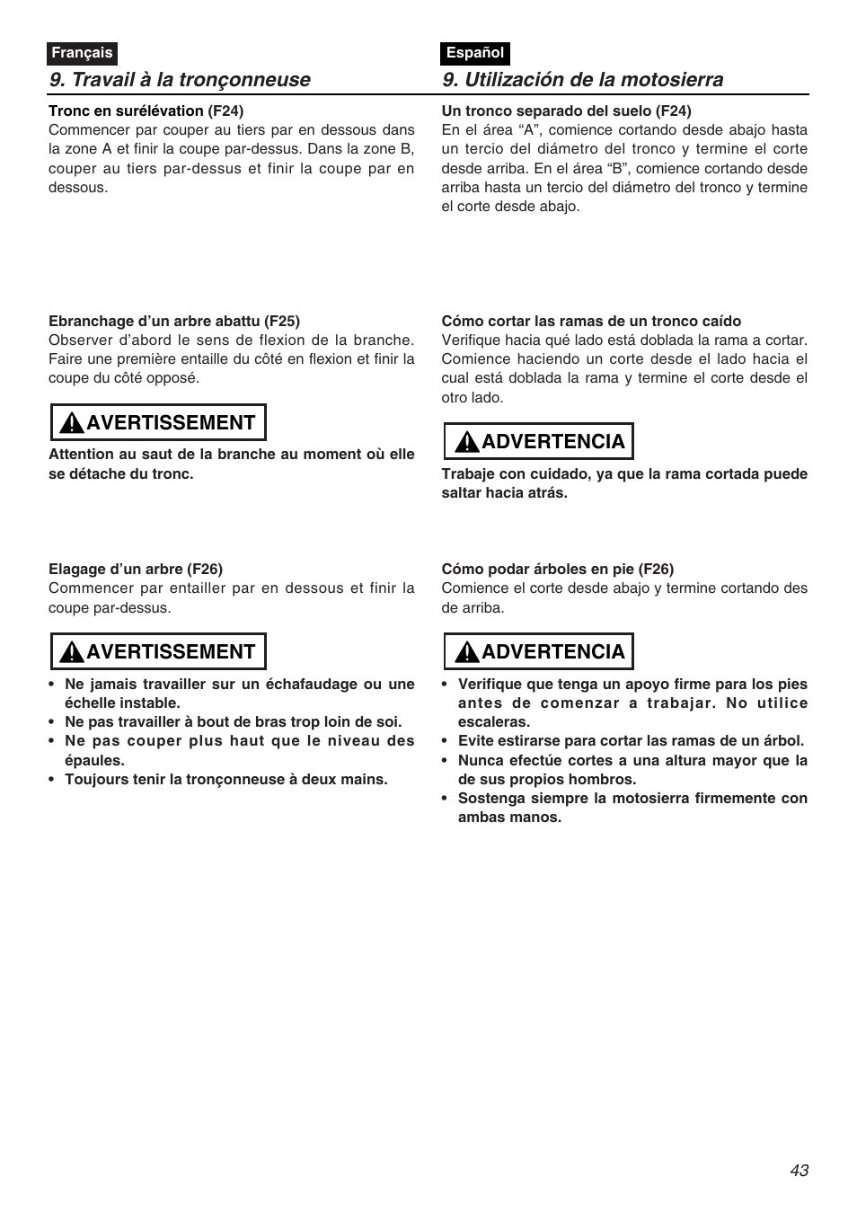 Avertissement, Advertencia | RedMax GZ4500 User Manual | Page 43 / 72