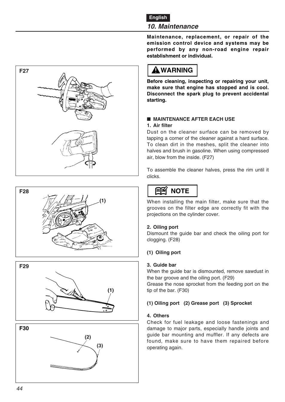 Maintenance | RedMax GZ4500 User Manual | Page 44 / 72