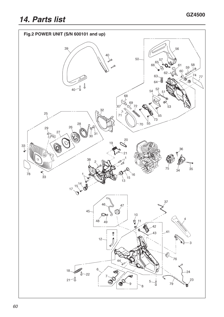 Parts list | RedMax GZ4500 User Manual | Page 60 / 72