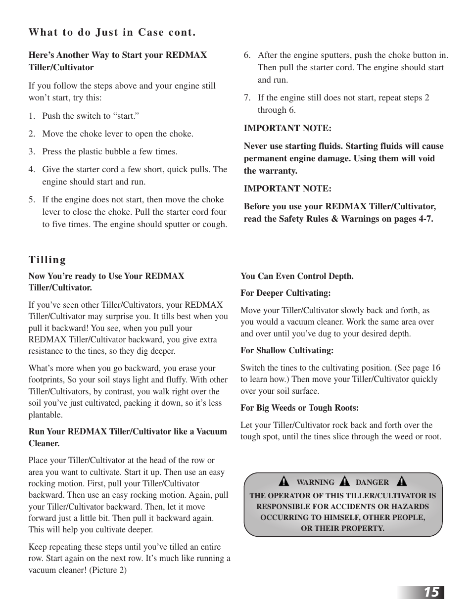 RedMax CV225 User Manual | Page 15 / 31