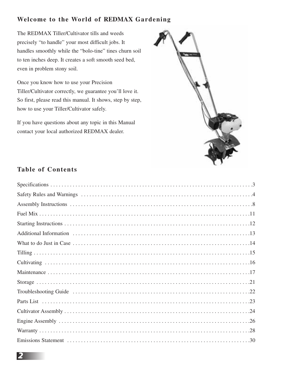 RedMax CV225 User Manual | Page 2 / 31