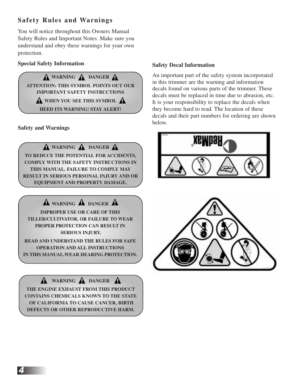 RedMax CV225 User Manual | Page 4 / 31