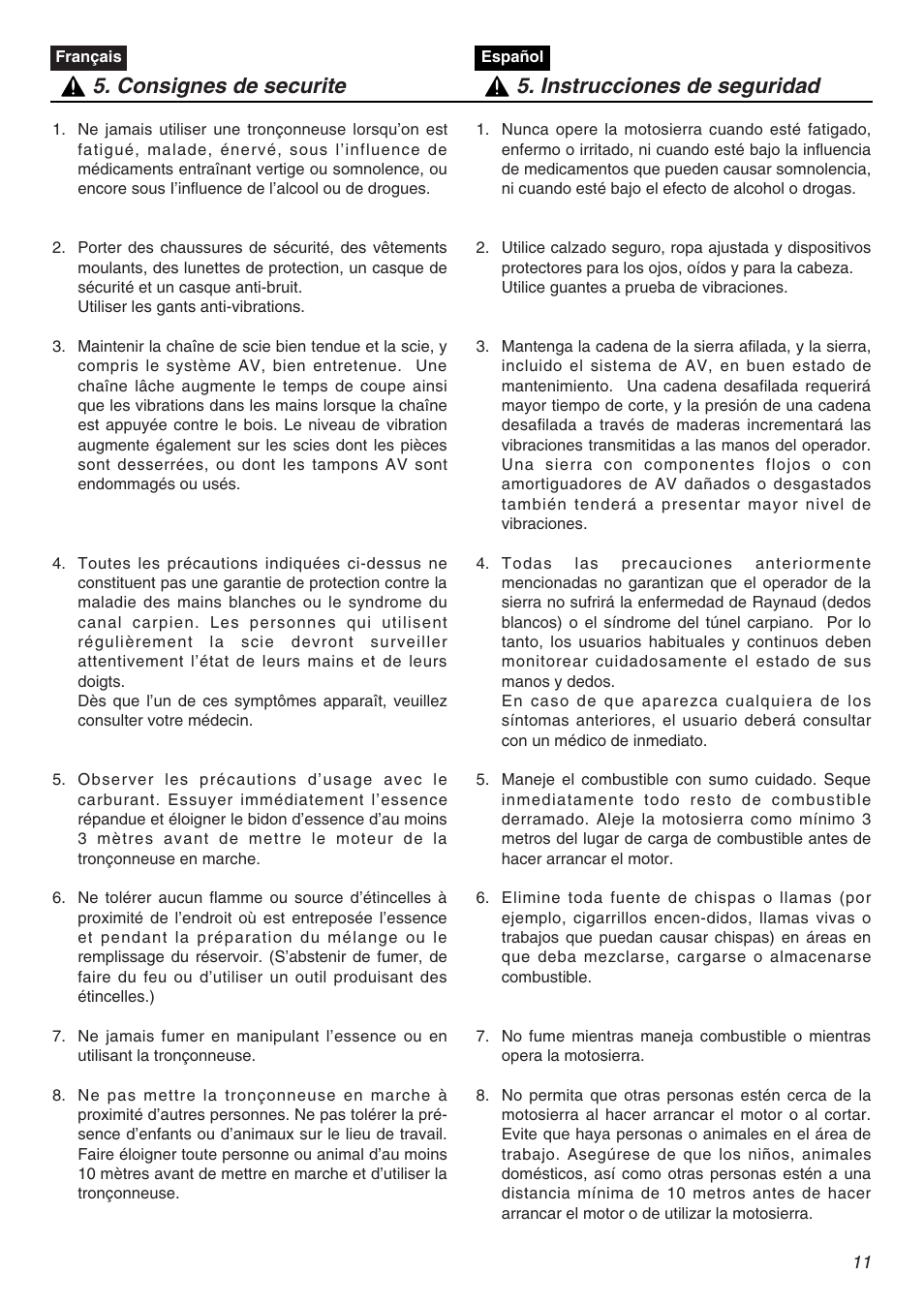 RedMax G5000AVS User Manual | Page 11 / 72