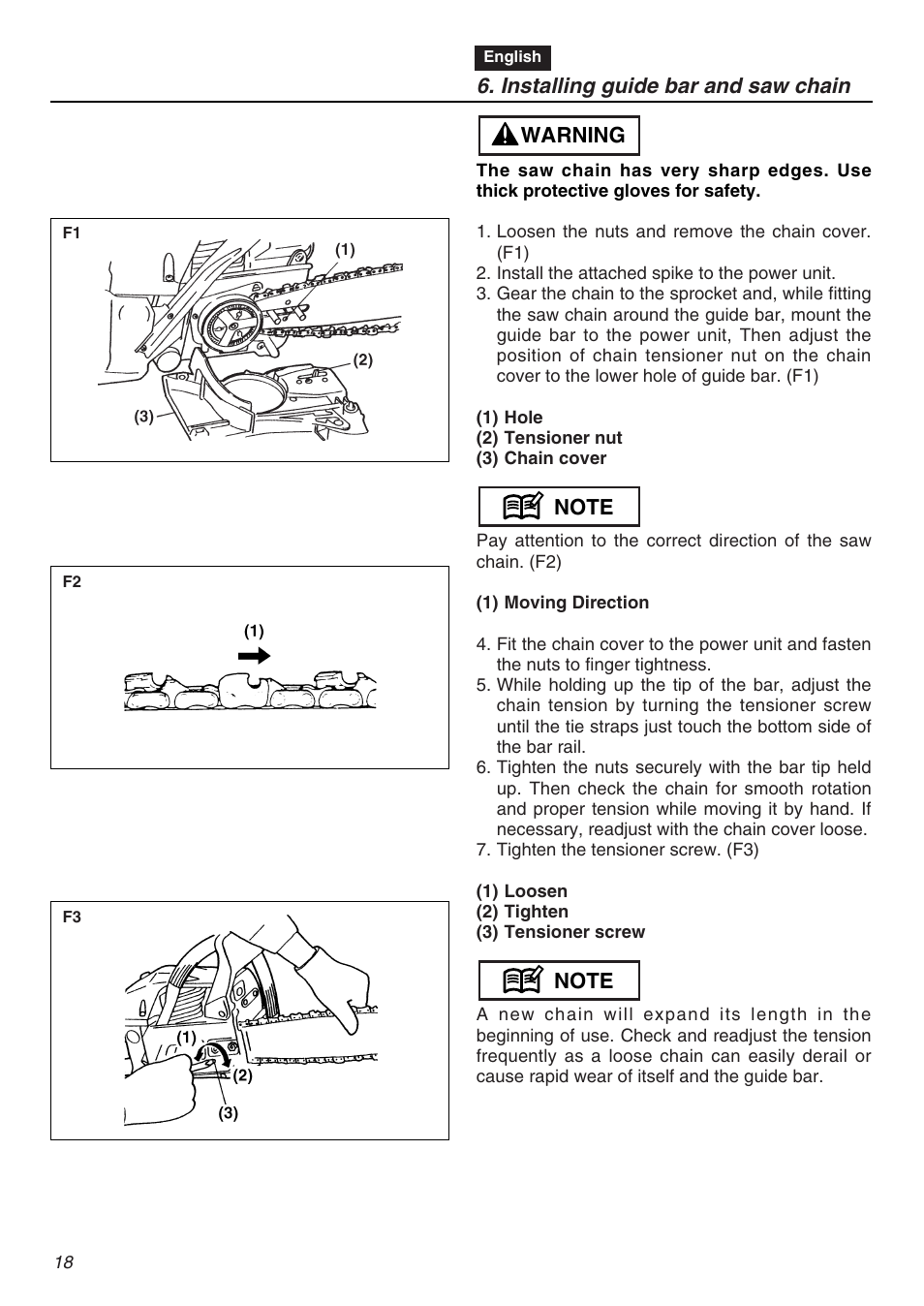 Installing guide bar and saw chain | RedMax G5000AVS User Manual | Page 18 / 72