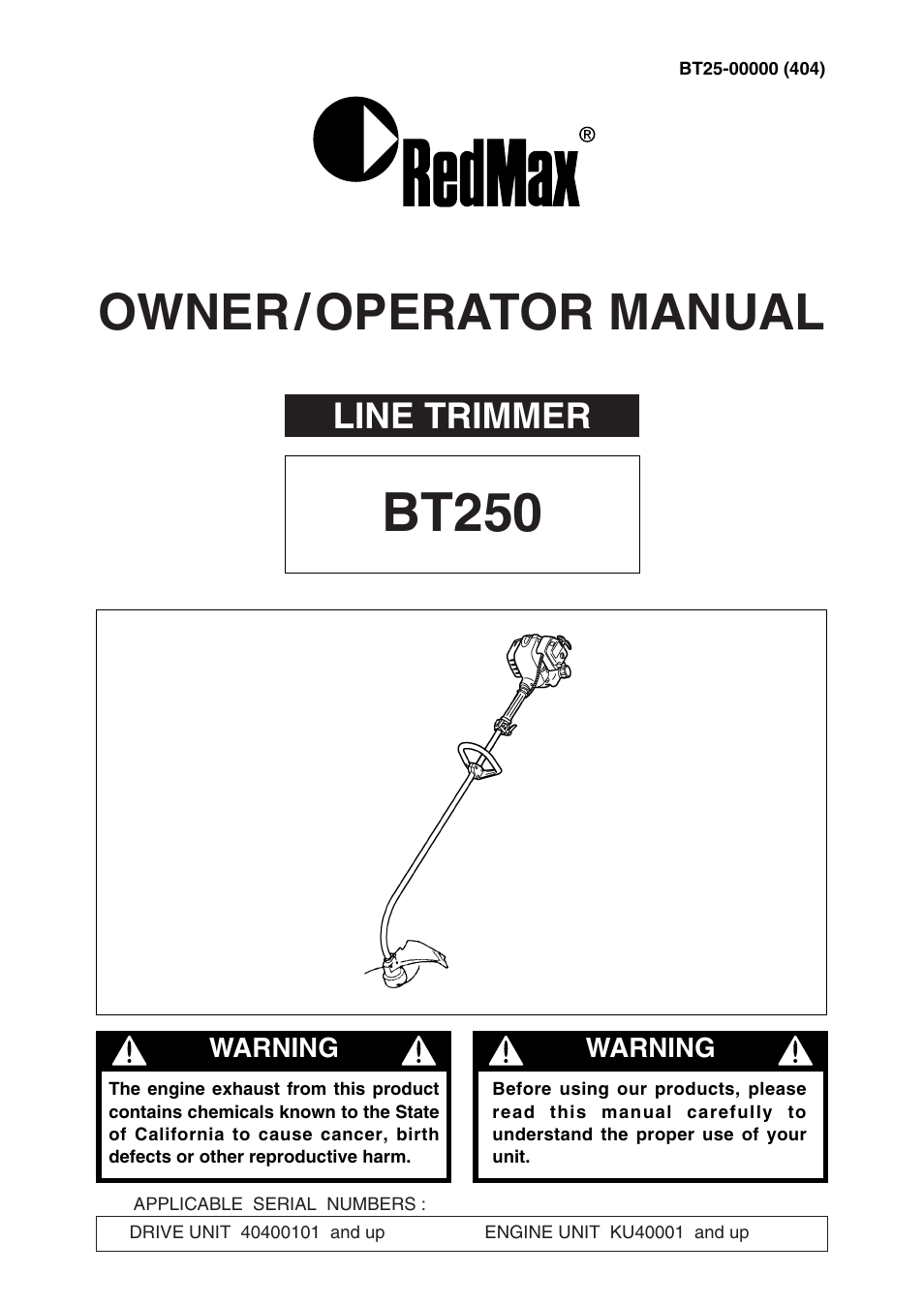 RedMax BT250 User Manual | 31 pages