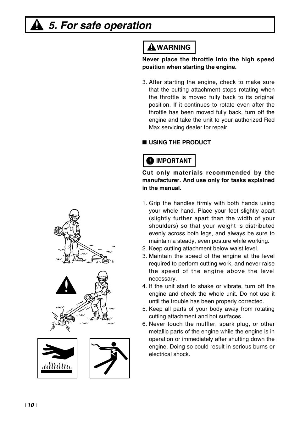 For safe operation | RedMax BT250 User Manual | Page 10 / 31