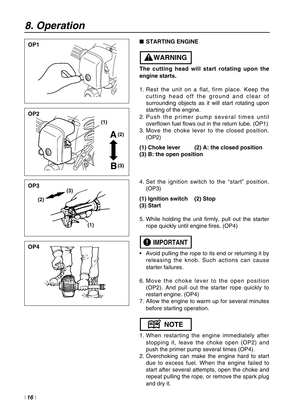 Operation | RedMax BT250 User Manual | Page 16 / 31