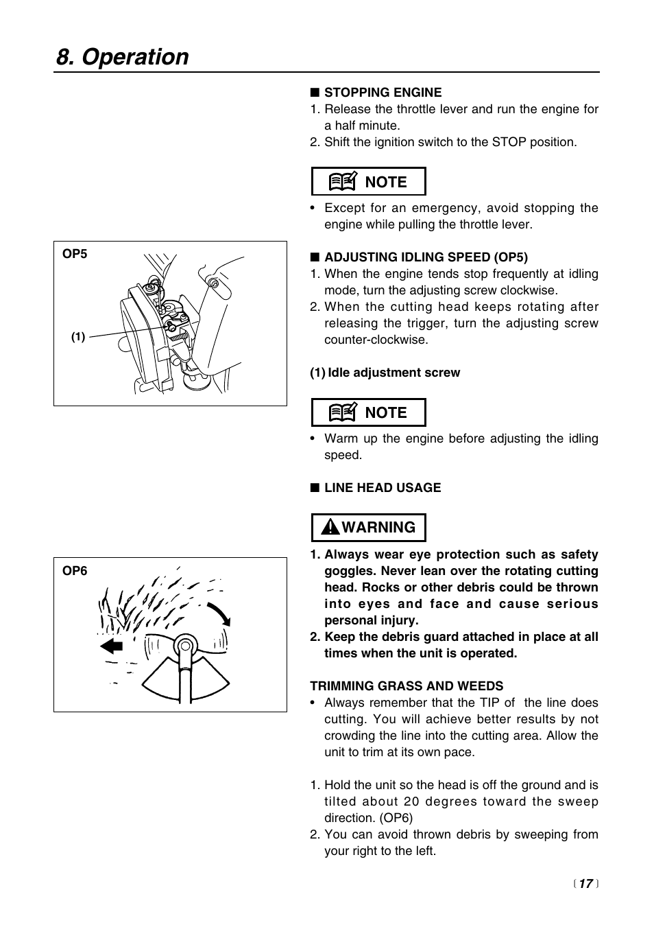 Operation | RedMax BT250 User Manual | Page 17 / 31