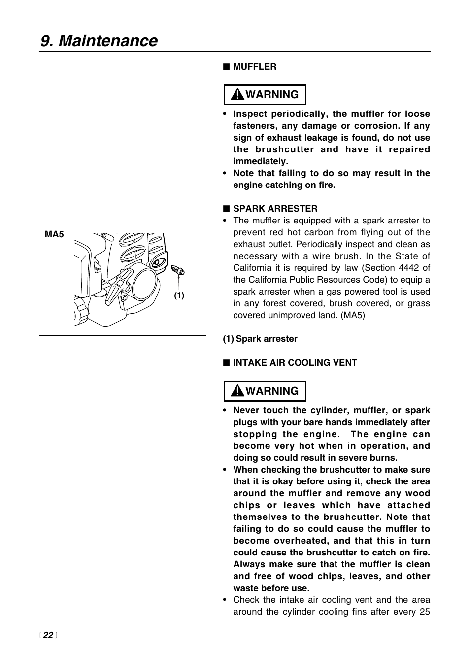 Maintenance | RedMax BT250 User Manual | Page 22 / 31
