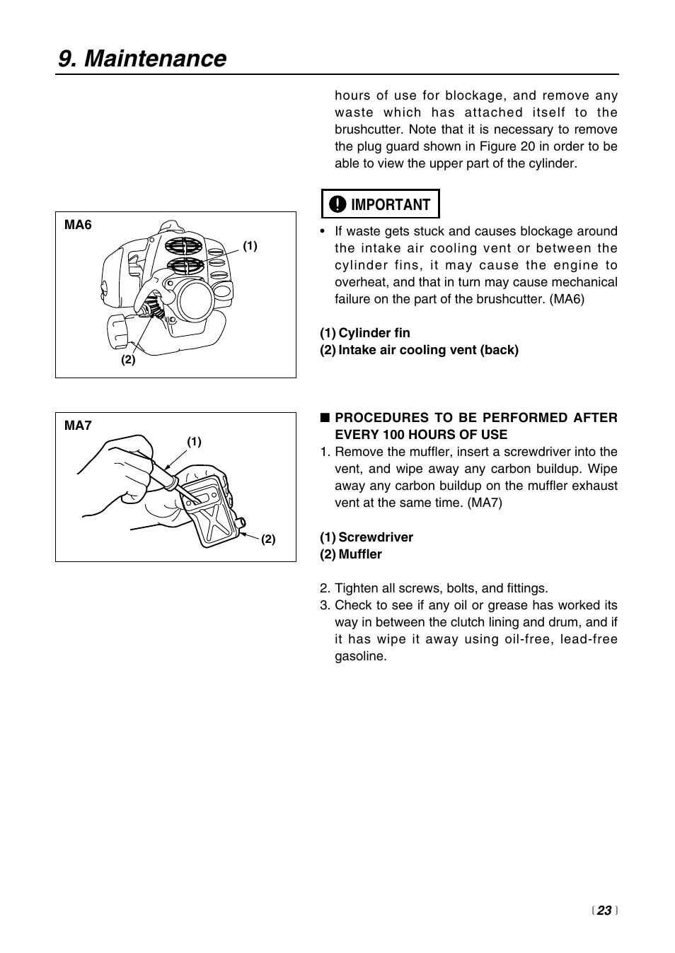 Maintenance | RedMax BT250 User Manual | Page 23 / 31