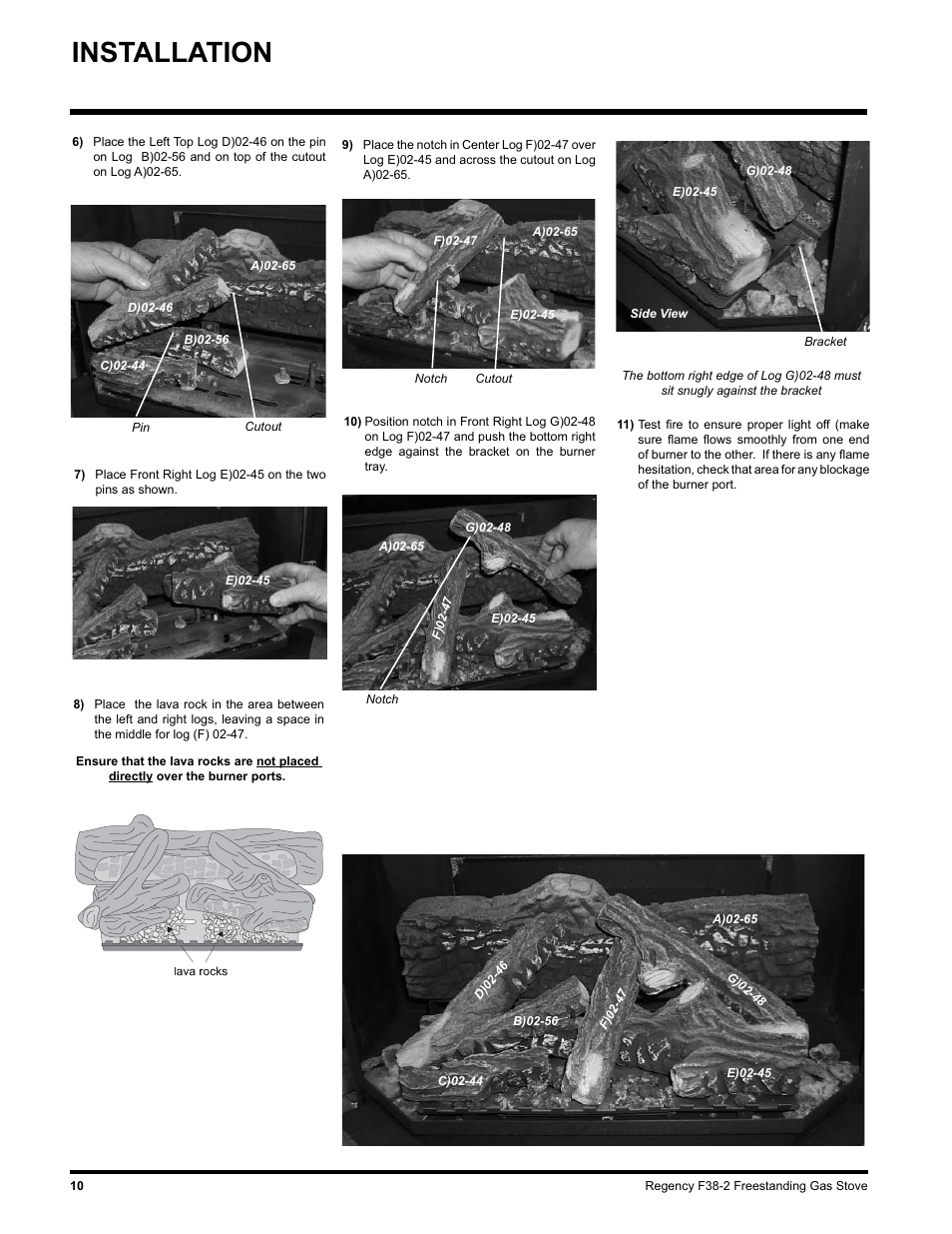 Installation | Regency Wraps F38-LPG2 User Manual | Page 10 / 24