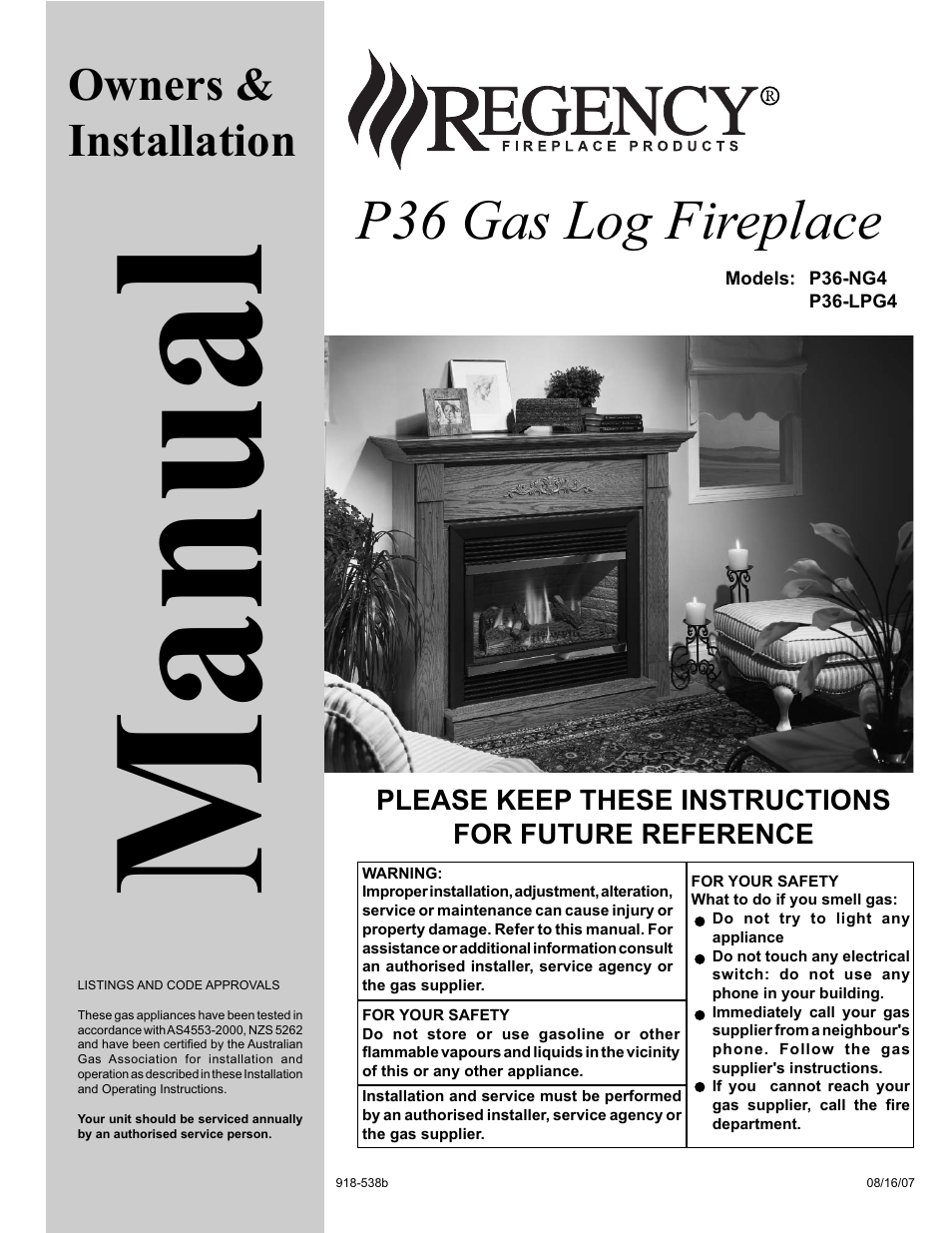 Regency Wraps P36-LPG4 User Manual | 44 pages