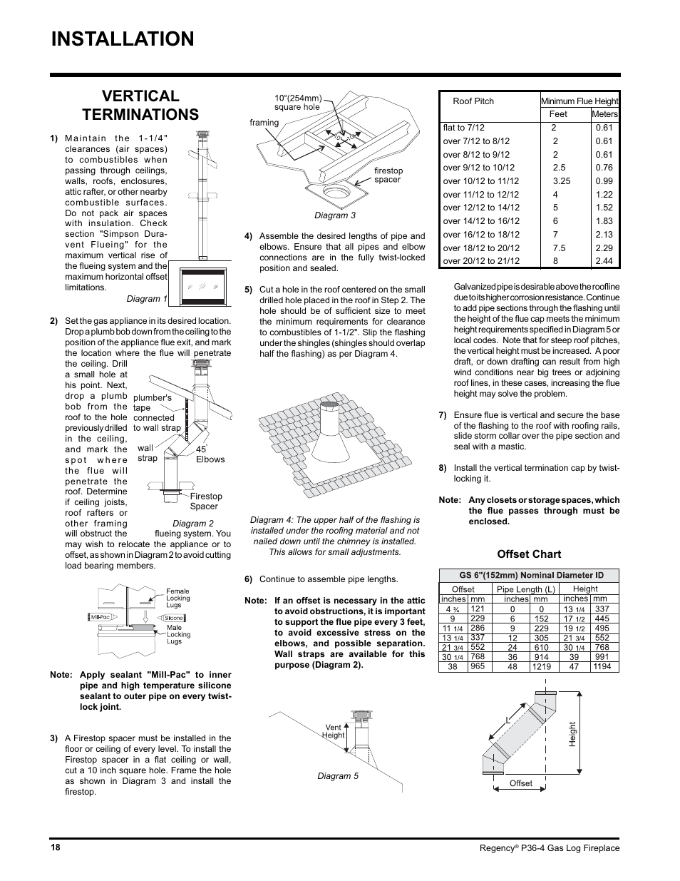 Installation, Vertical terminations | Regency Wraps P36-LPG4 User Manual | Page 18 / 44