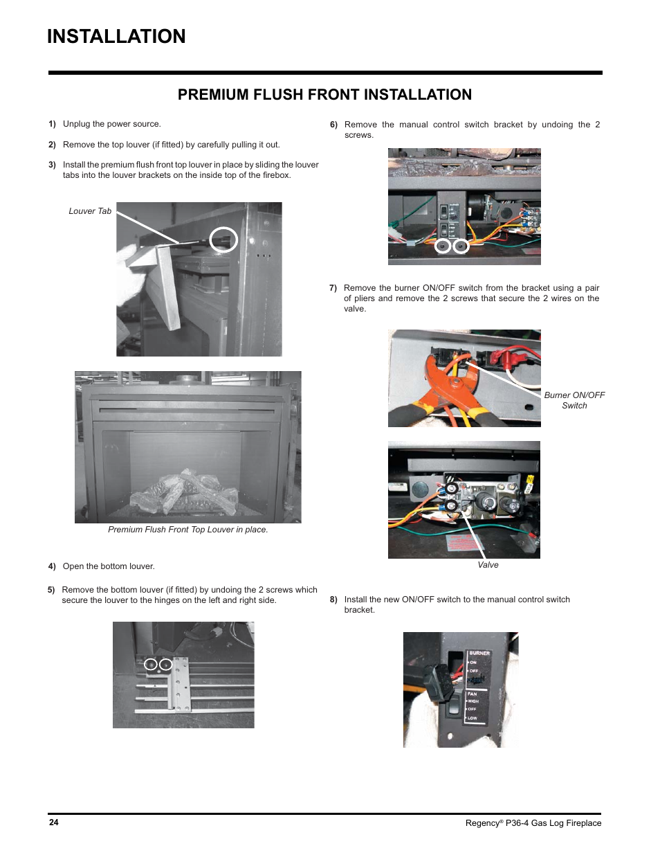 Installation, Premium flush front installation | Regency Wraps P36-LPG4 User Manual | Page 24 / 44