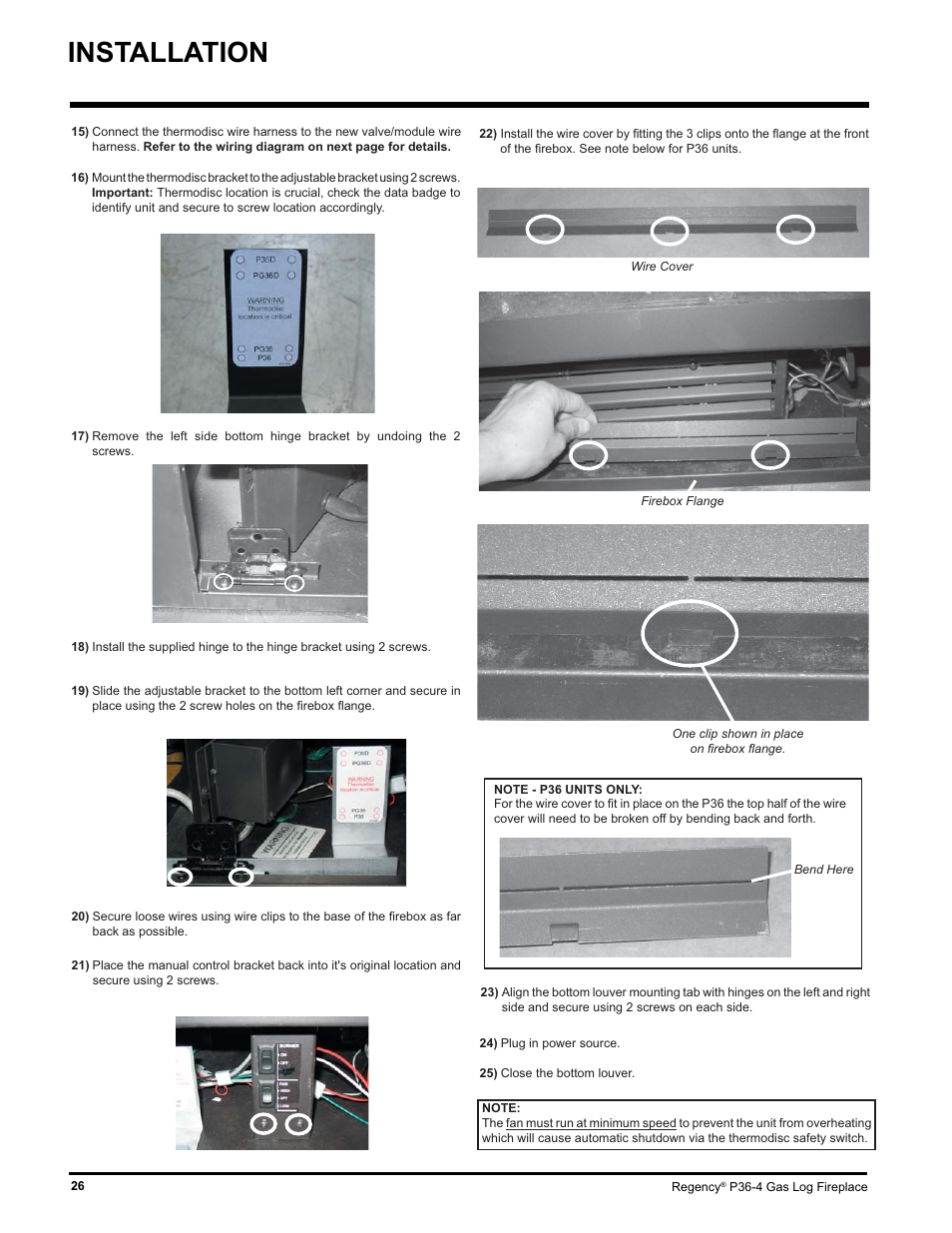 Installation | Regency Wraps P36-LPG4 User Manual | Page 26 / 44