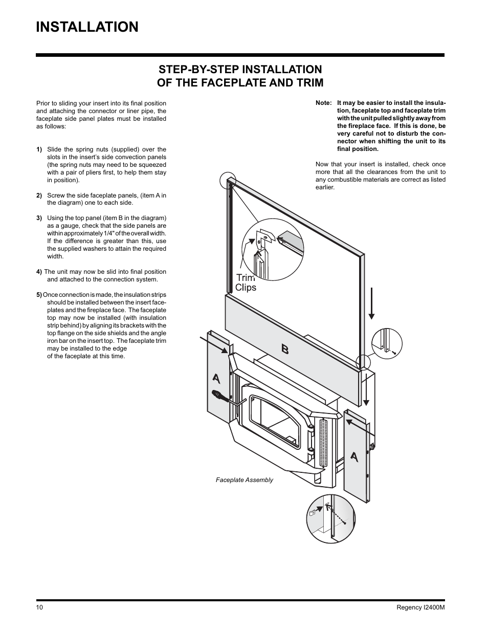 Installation | Regency Wraps I2400M User Manual | Page 10 / 20