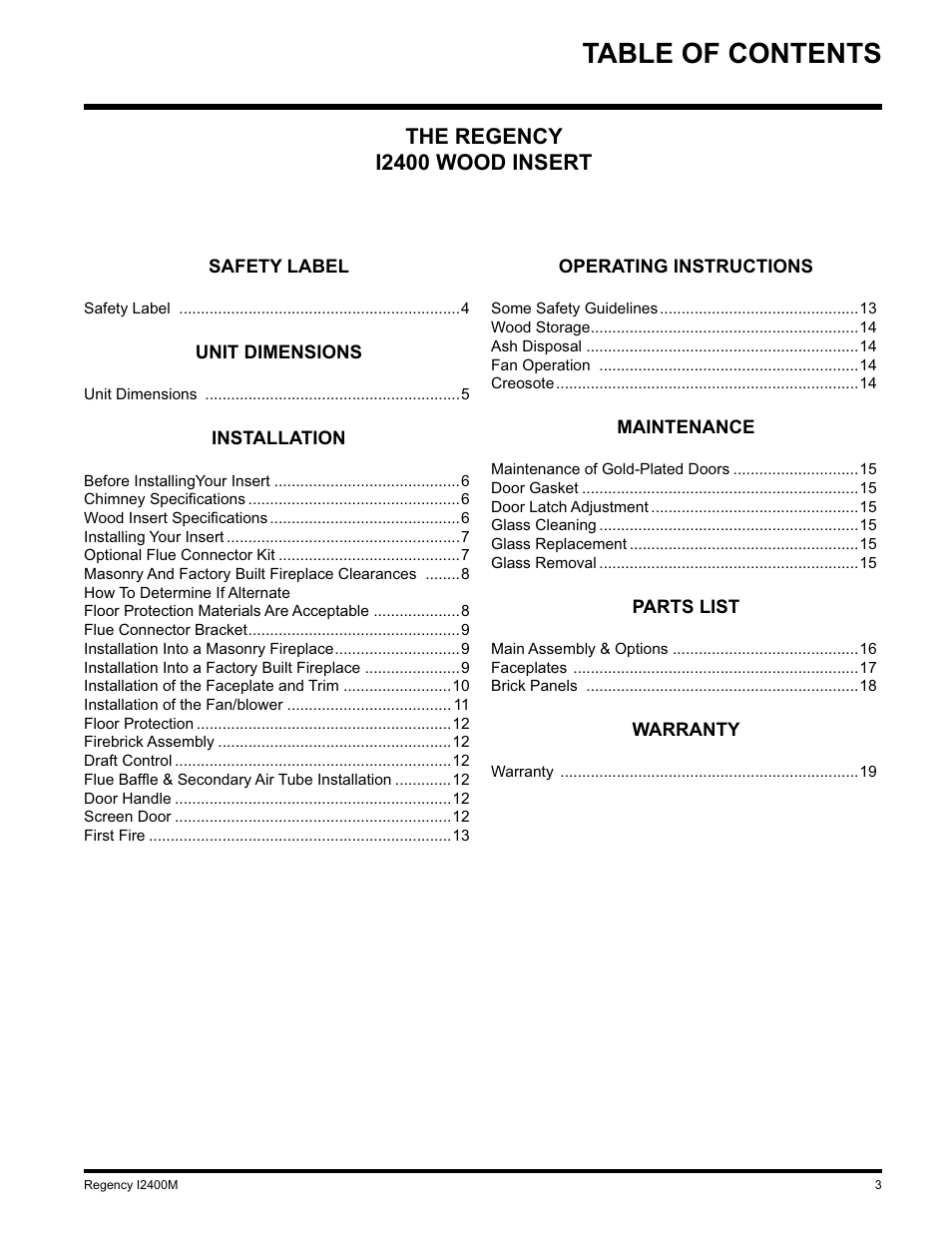 Regency Wraps I2400M User Manual | Page 3 / 20