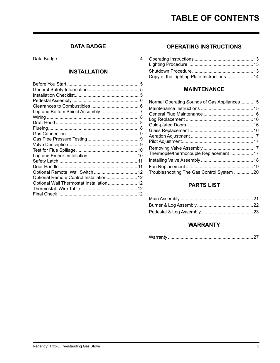 Regency Wraps F33 User Manual | Page 3 / 28