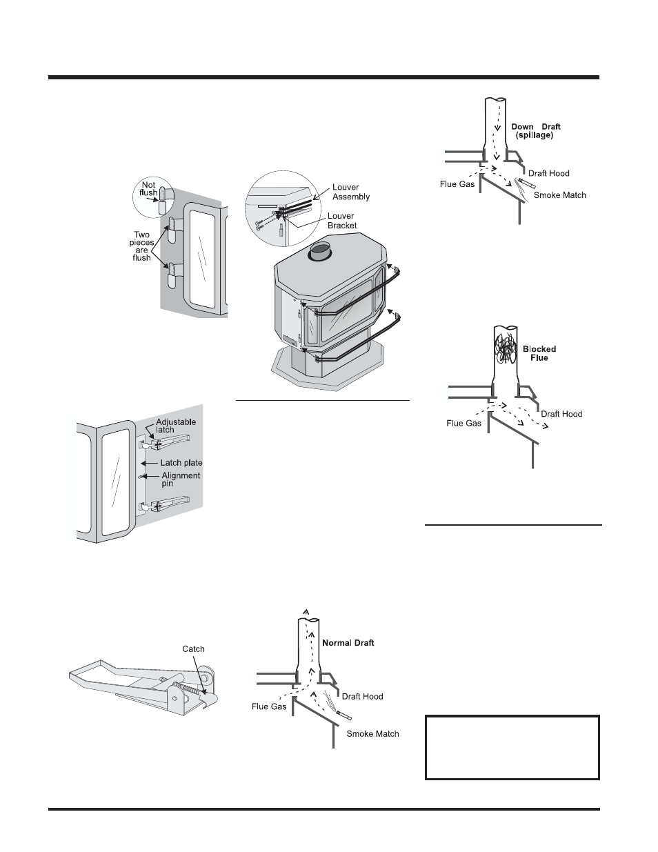 Installation, Optional wall thermostat, Test for flue spillage | Louver installation, Front door installation | Regency Wraps U38-LP User Manual | Page 12 / 24