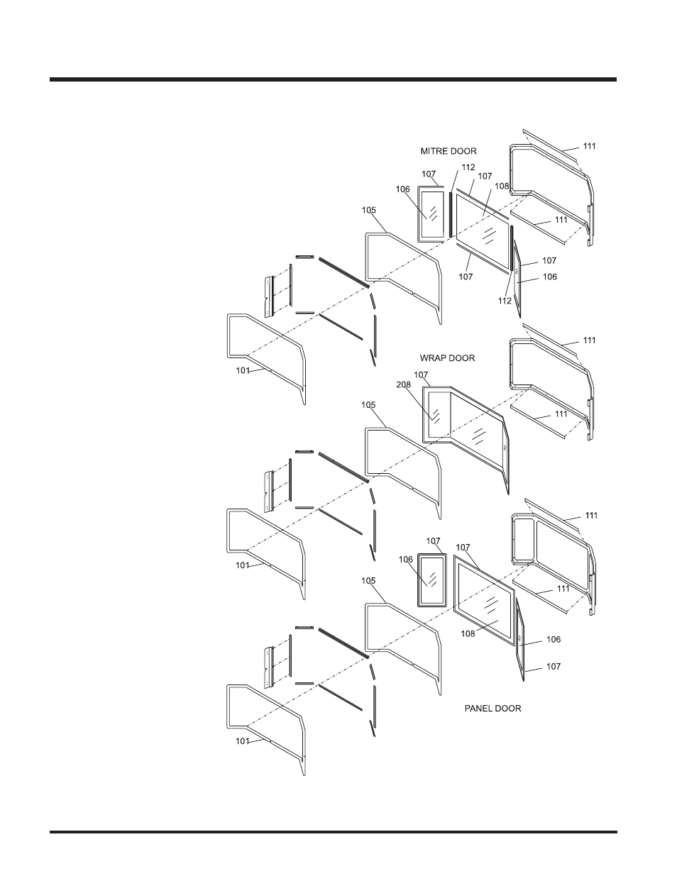 Parts list, U38 door assemblies | Regency Wraps U38-LP User Manual | Page 22 / 24