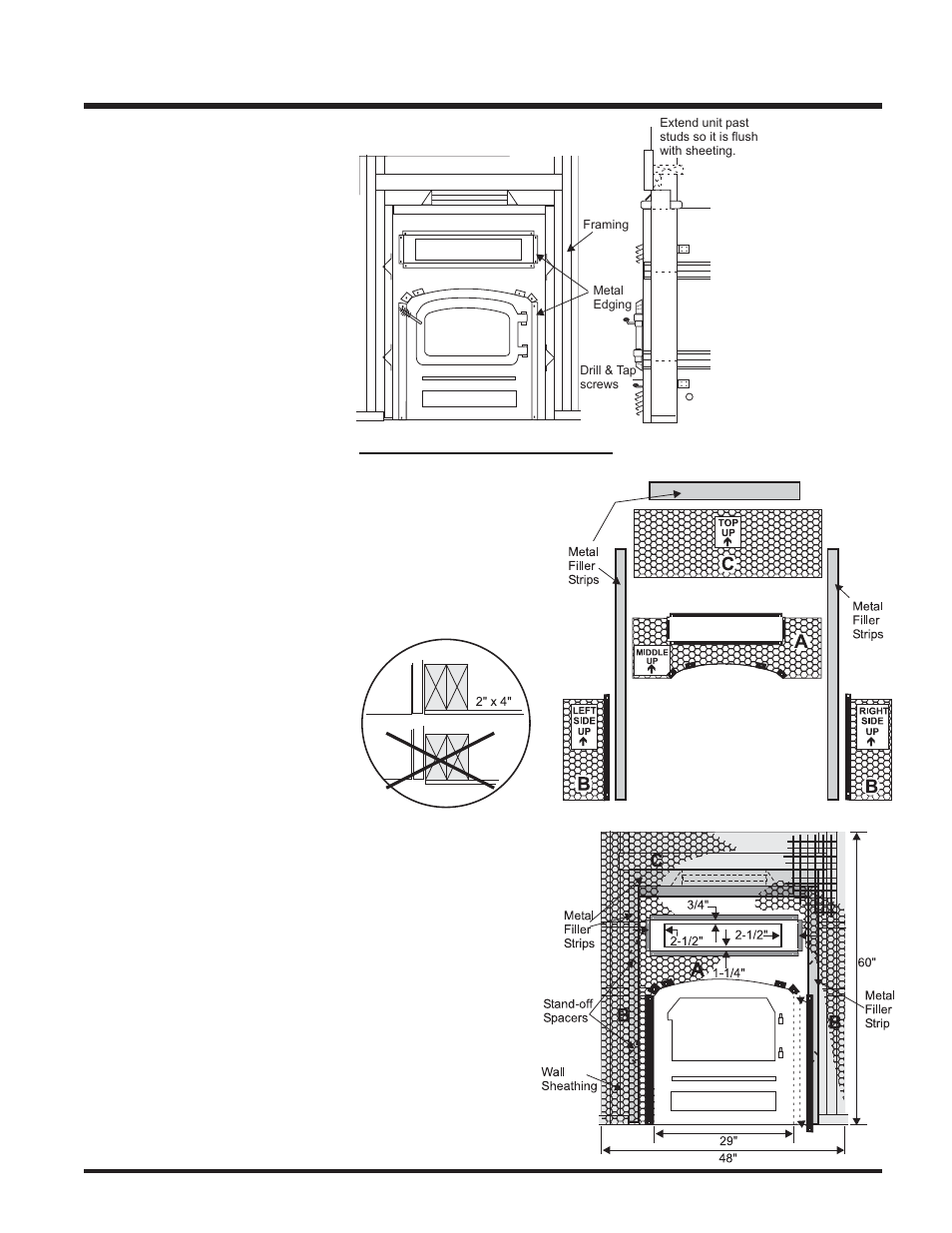 Installation, Finishing the warmhearth, Completing the facing | Masonry retainer kit option, Framing metal edging | Regency Wraps Z2510L User Manual | Page 17 / 24