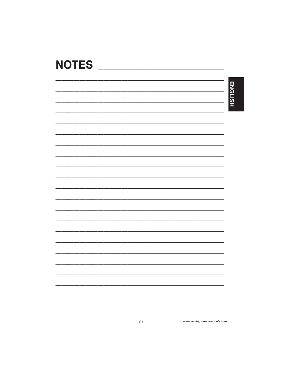 Remington Power Tools 111174-01 User Manual | Page 21 / 29