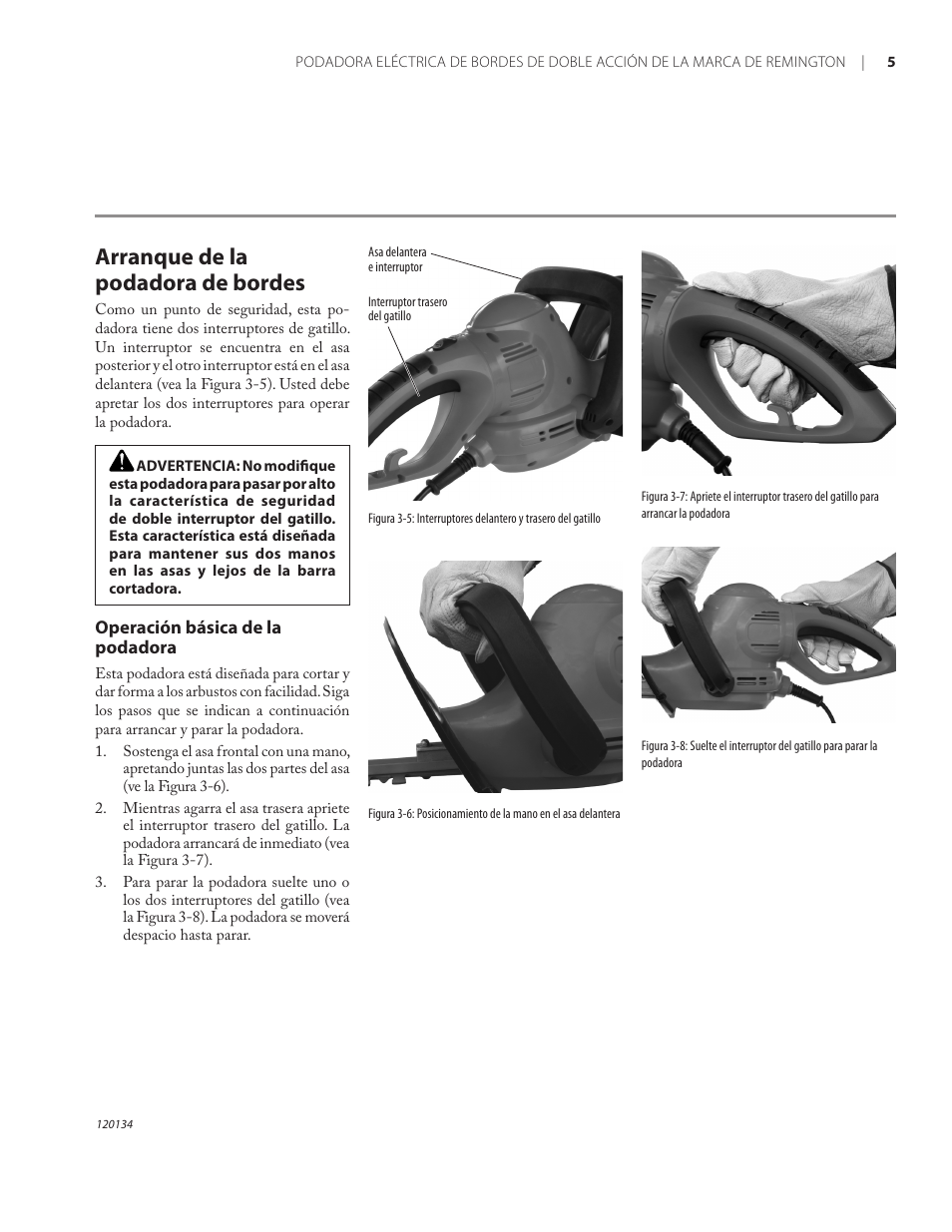 Arranque de la podadora de bordes | Remington Power Tools HT5024PHT User Manual | Page 22 / 40