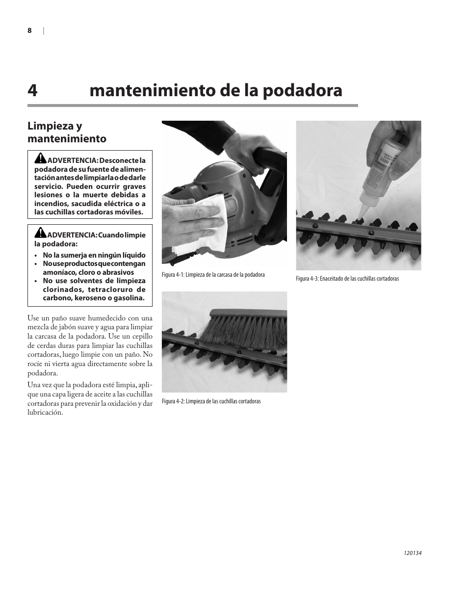 4mantenimiento de la podadora, Limpieza y mantenimiento | Remington Power Tools HT5024PHT User Manual | Page 25 / 40