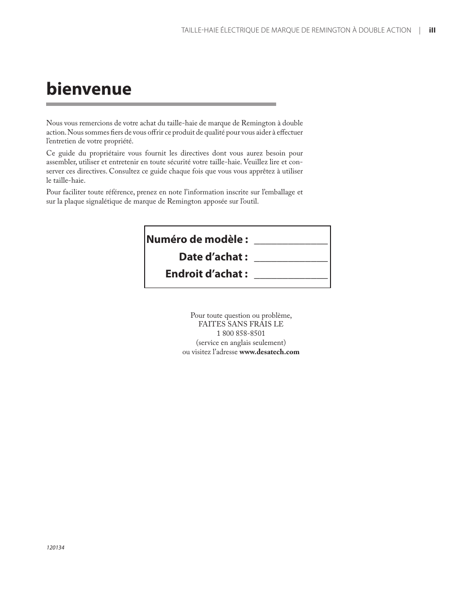 Bienvenue | Remington Power Tools HT5024PHT User Manual | Page 30 / 40