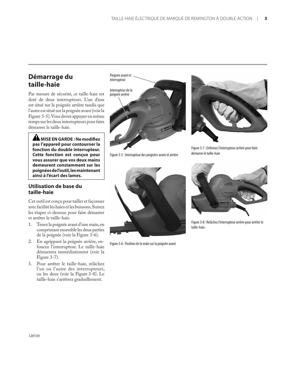 Démarrage du taille-haie | Remington Power Tools HT5024PHT User Manual | Page 35 / 40