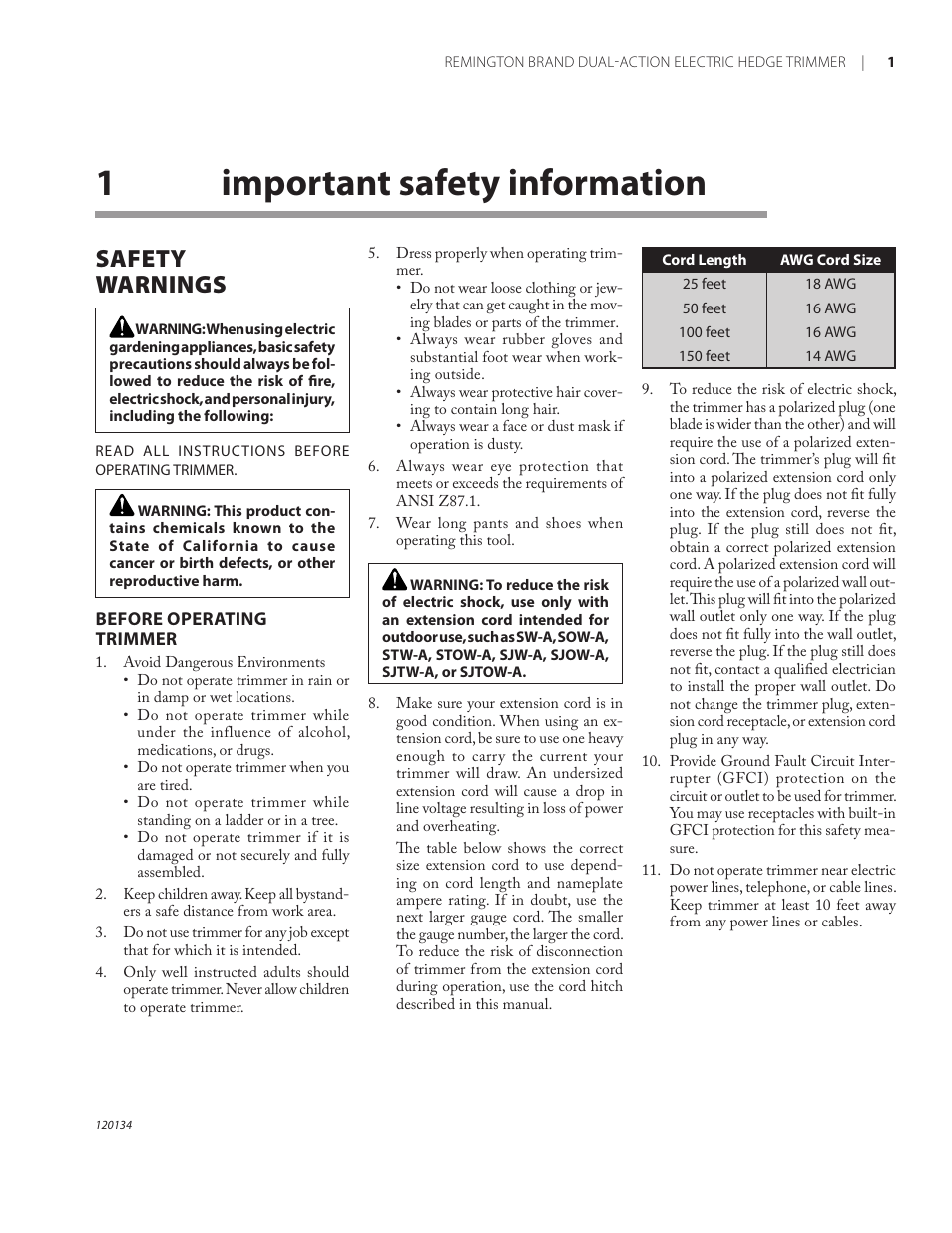 1important safety information, Safety warnings | Remington Power Tools HT5024PHT User Manual | Page 5 / 40