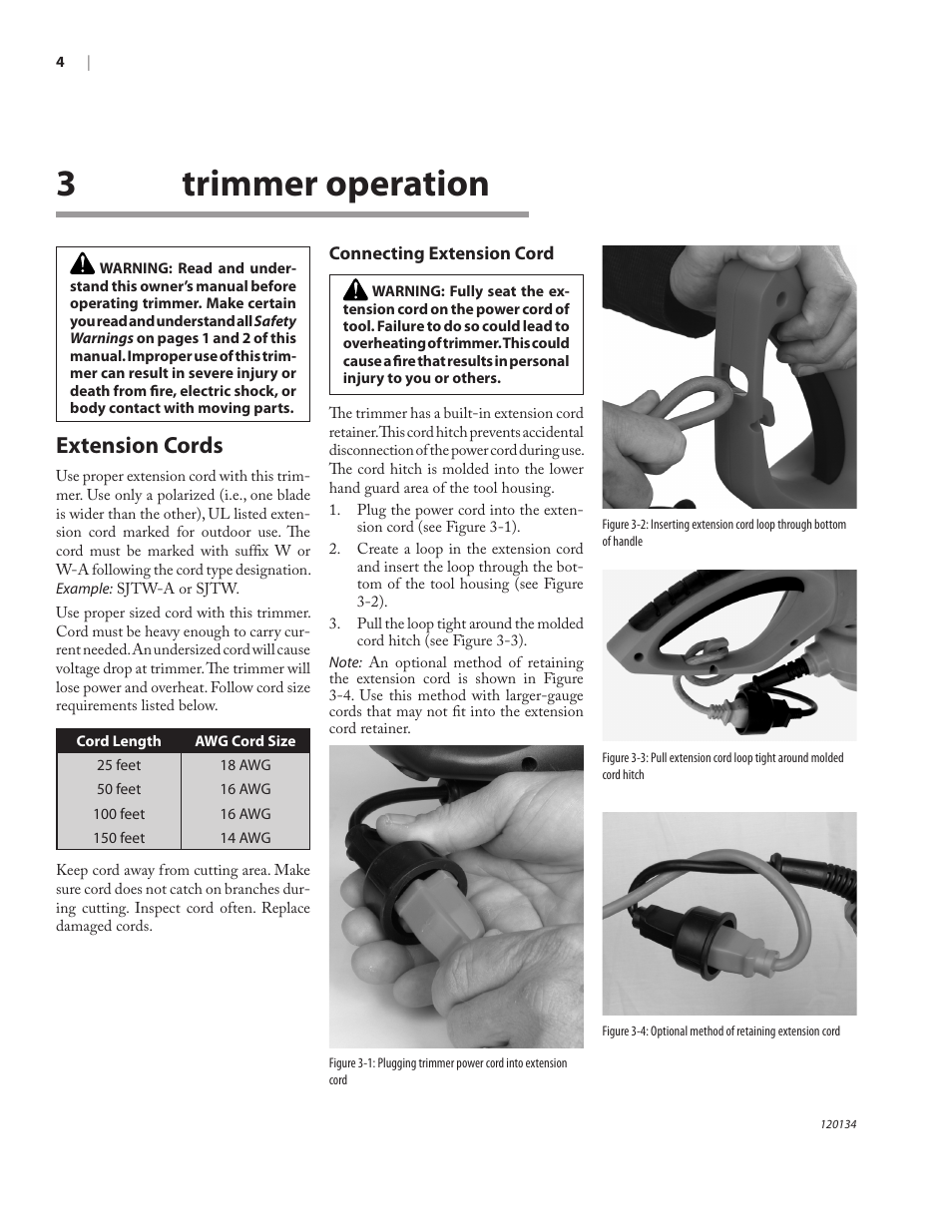 3trimmer operation, Extension cords | Remington Power Tools HT5024PHT User Manual | Page 8 / 40