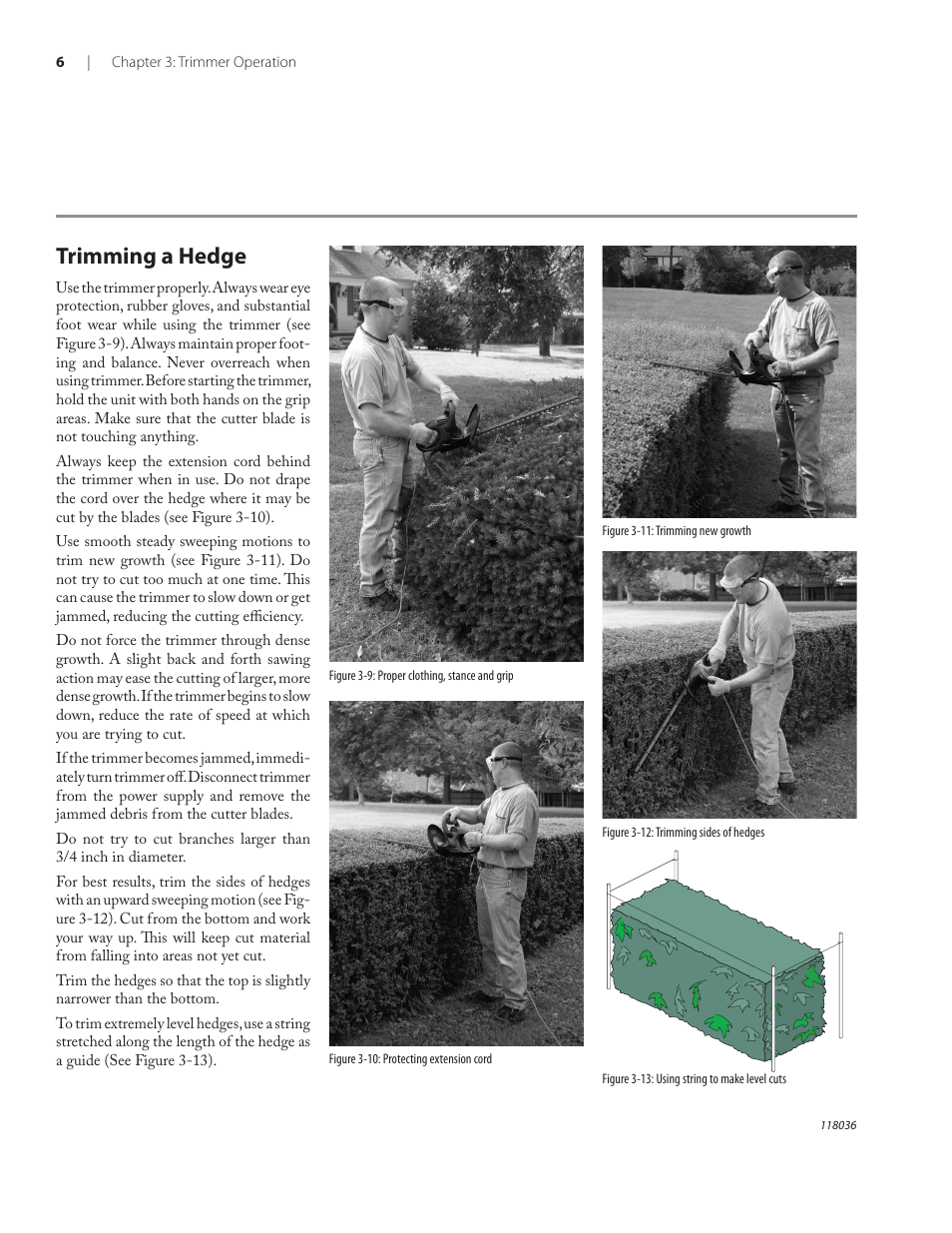 Trimming a hedge | Remington Power Tools HT3218A User Manual | Page 10 / 40