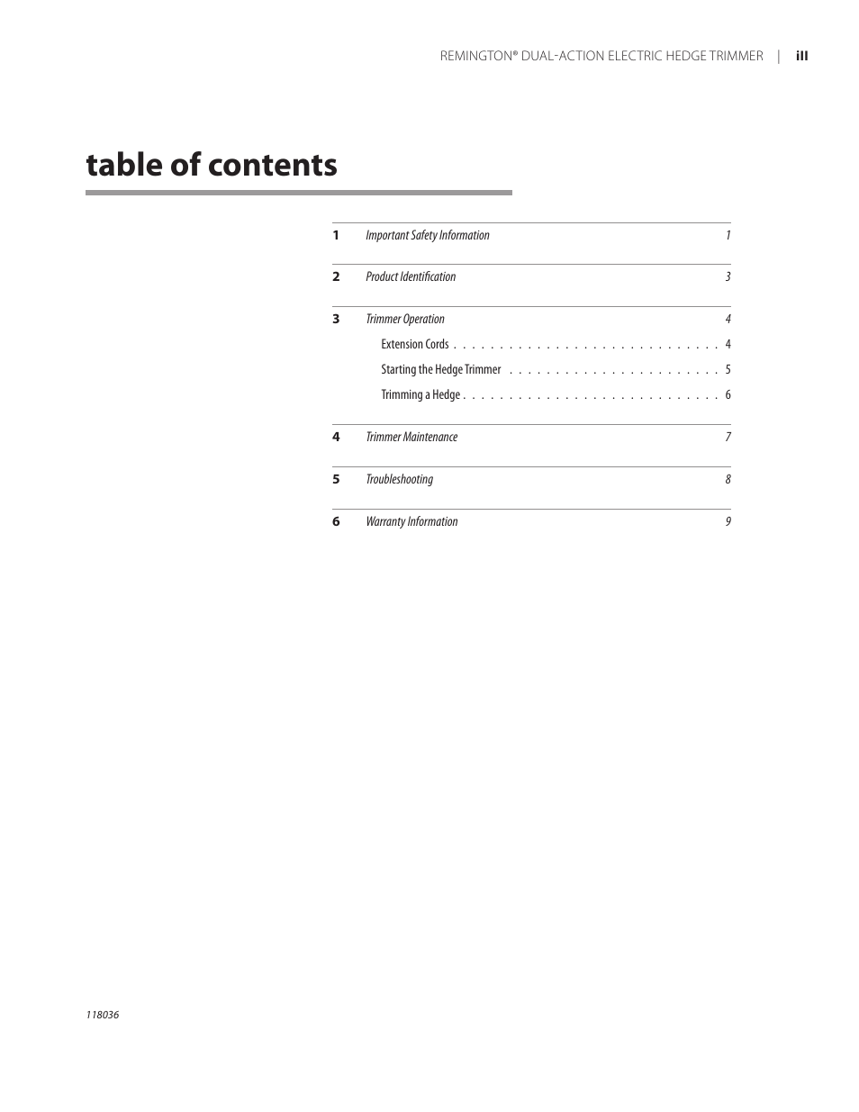 Remington Power Tools HT3218A User Manual | Page 3 / 40