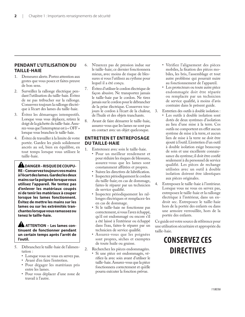 Conservez ces directives | Remington Power Tools HT3218A User Manual | Page 33 / 40