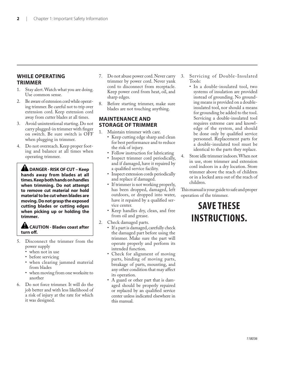 Save these instructions | Remington Power Tools HT3218A User Manual | Page 6 / 40