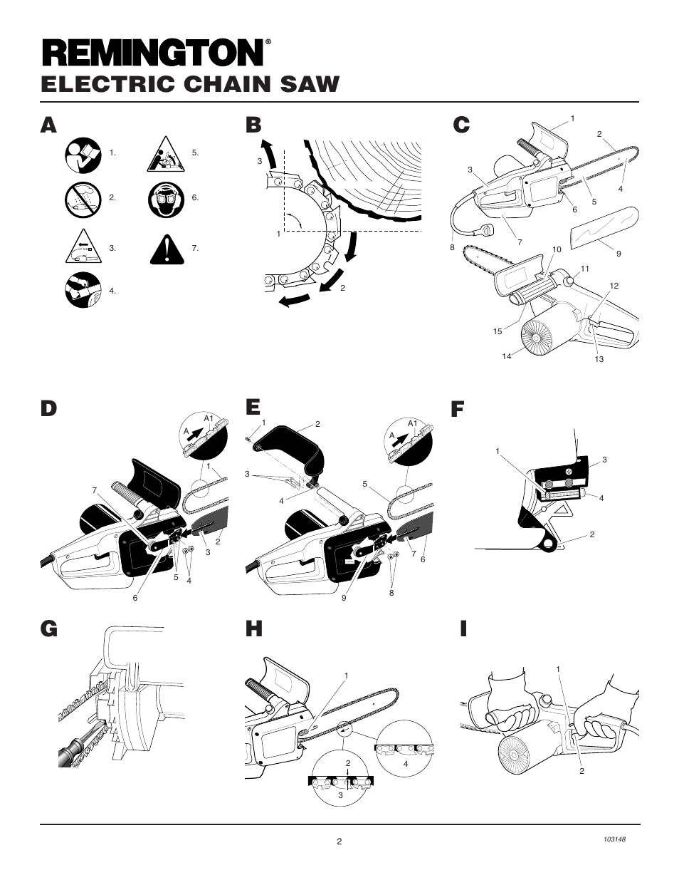 Electric chain saw | Remington Power Tools LNT-2 User Manual | Page 2 / 18